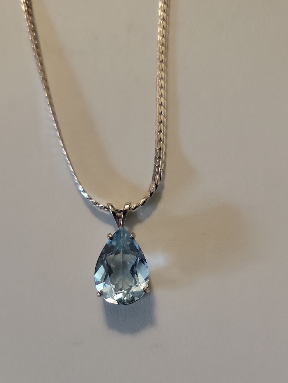 Blue Sky Blue Topaz Teardrop Pendant 925 Sterling Silver Plus 925SS Chain